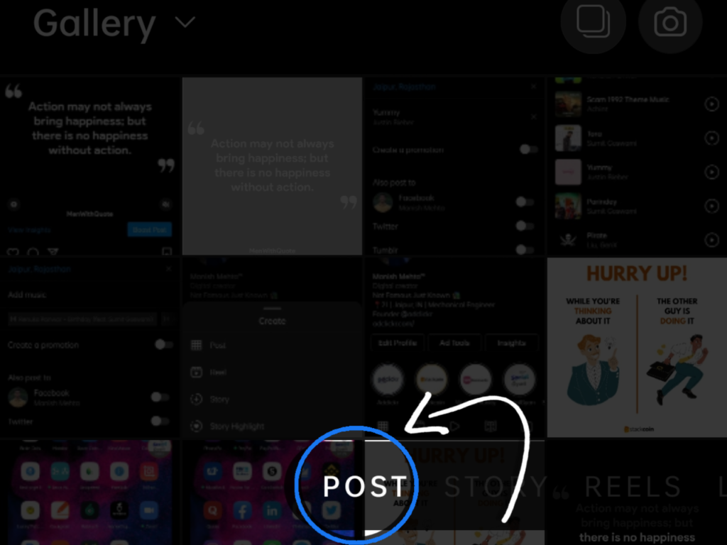 Select a post from the bottom option.
