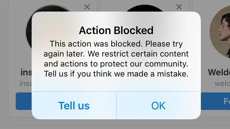 Instagram action block without expiration date