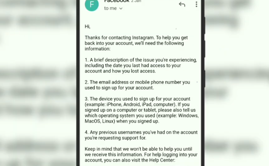instagram help center mail to recover account