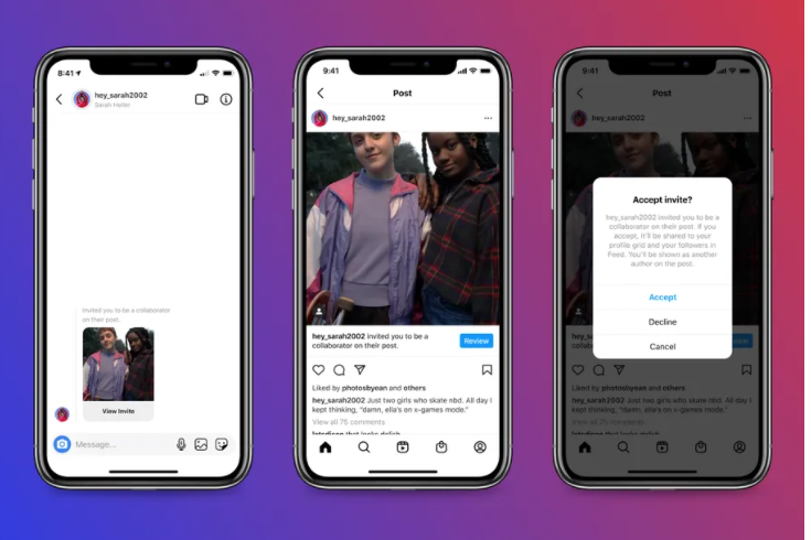 instagram collabration accept
