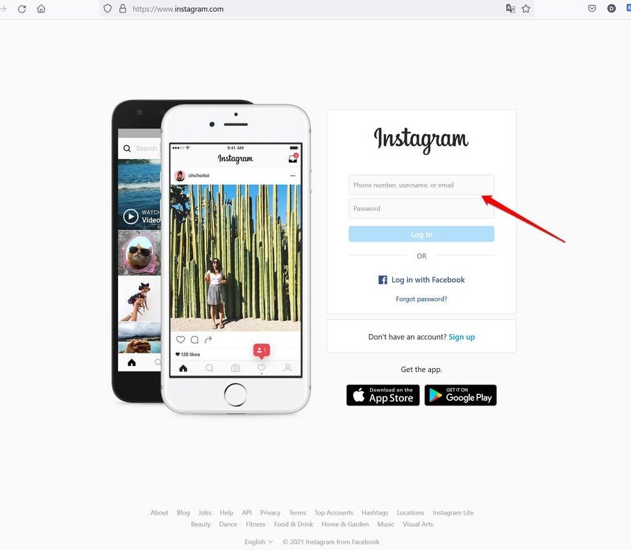 Instagram login