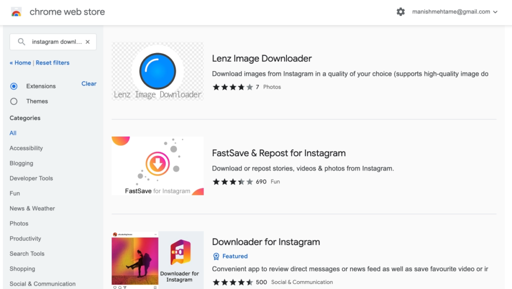 Download Instagram Photos Web Browser Extensions