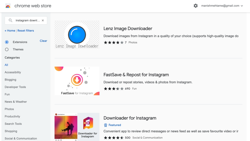 instagram download chrome